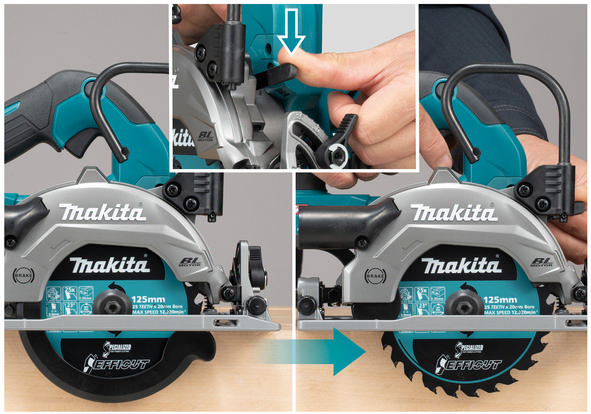 Makita HS014GZ XGT – kompakt sirkelsag for saging helt inntil vegg