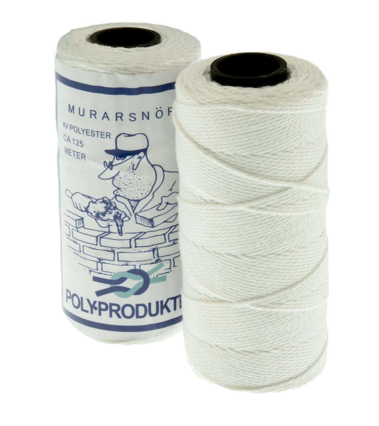 MURERSNOR HVIT POLYESTER 125M