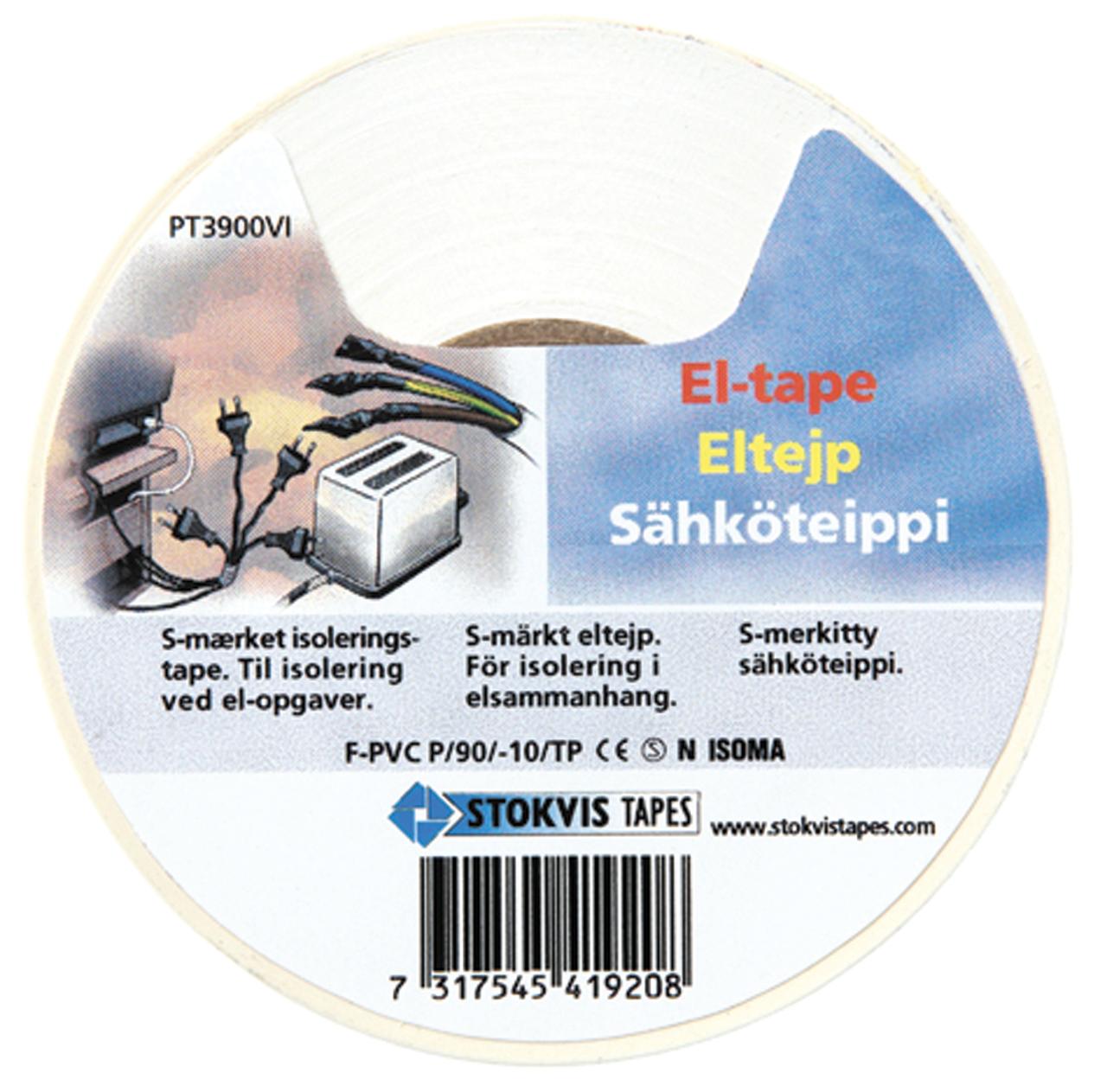 TAPE ELEKTRO 19MMX20M HVIT