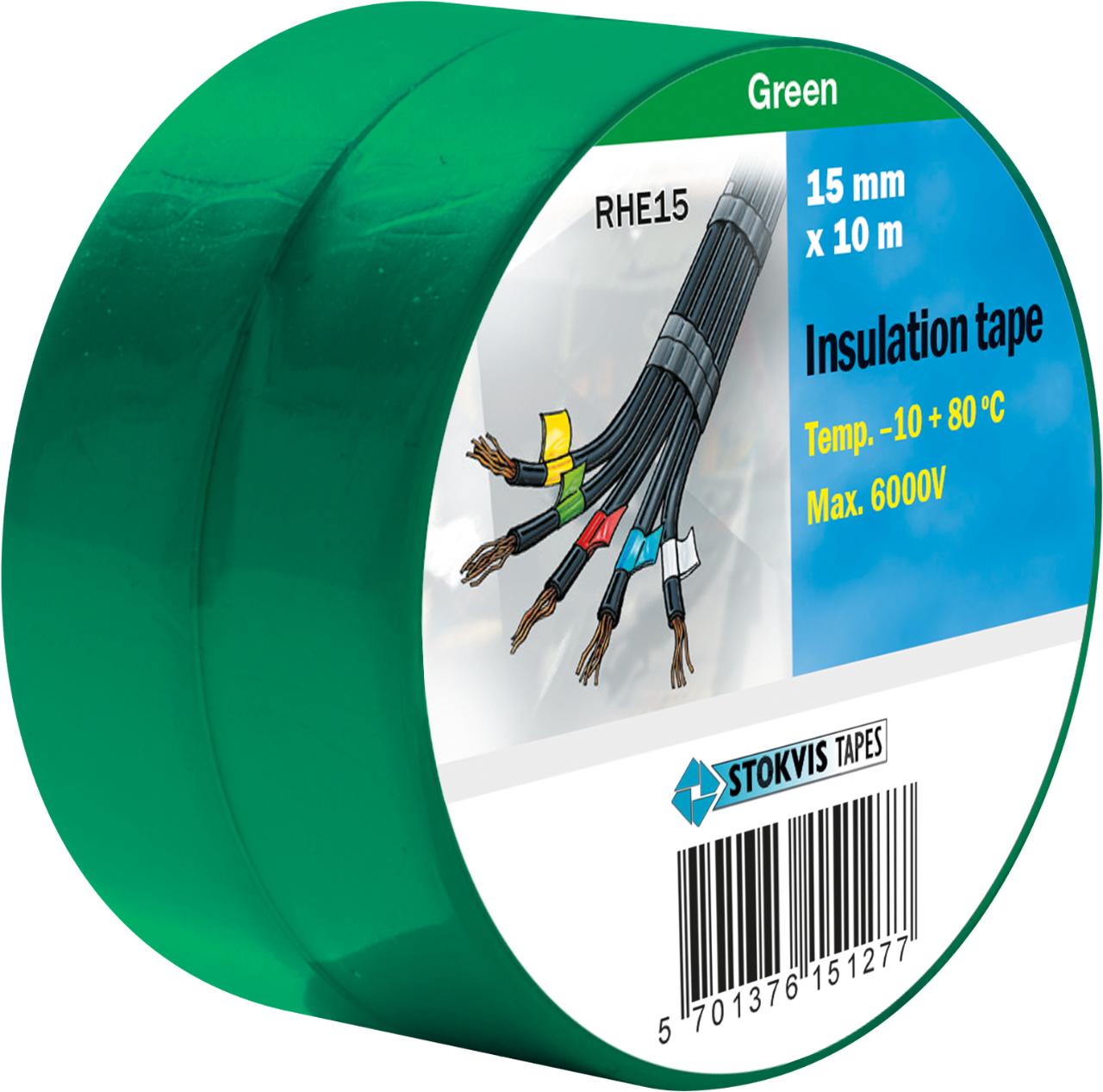 TAPE ELEKTRO 15MMX10M GRØNN 2 PACK