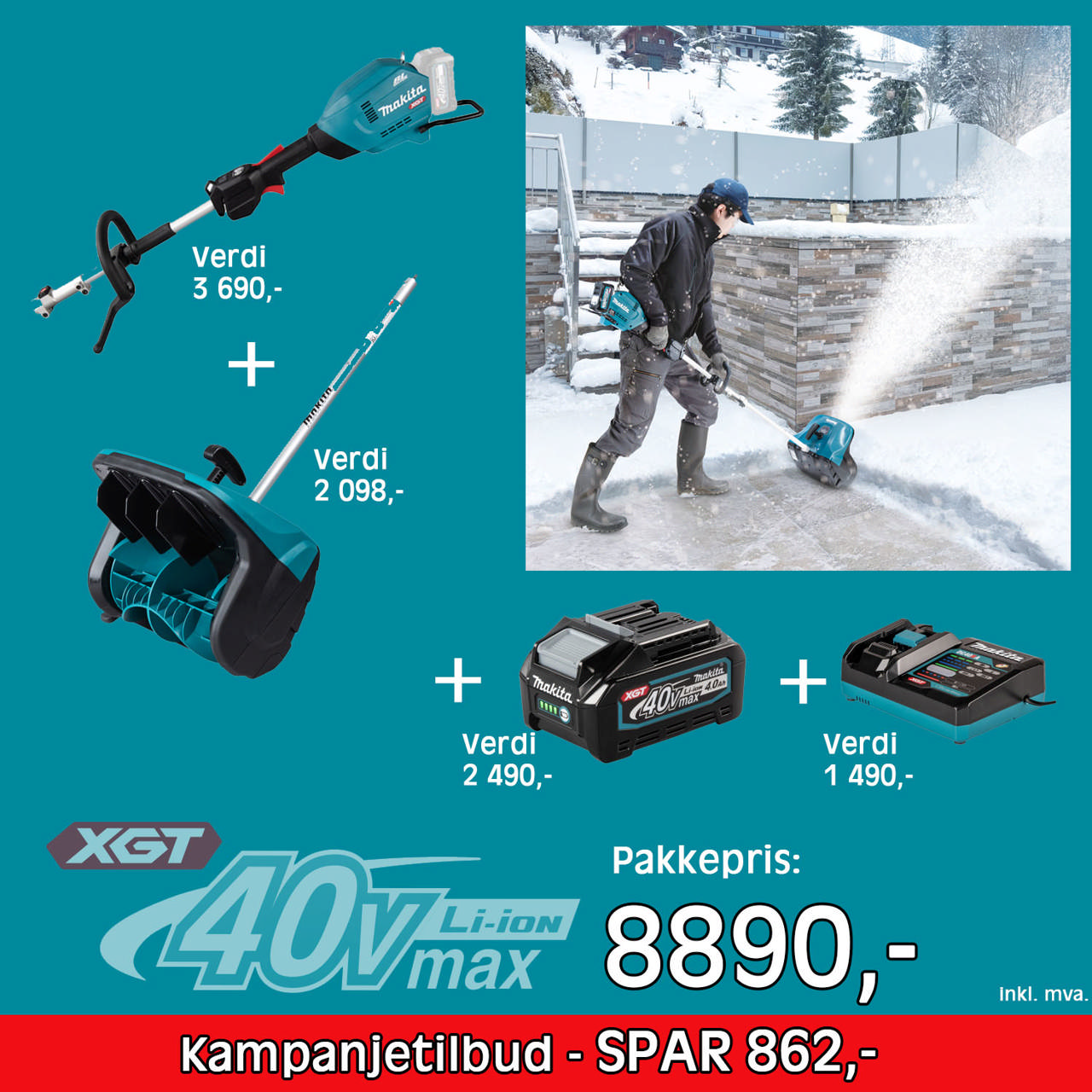 PAKKETILBUD UX01 & SN400MP INKL BATTERI OG LADER